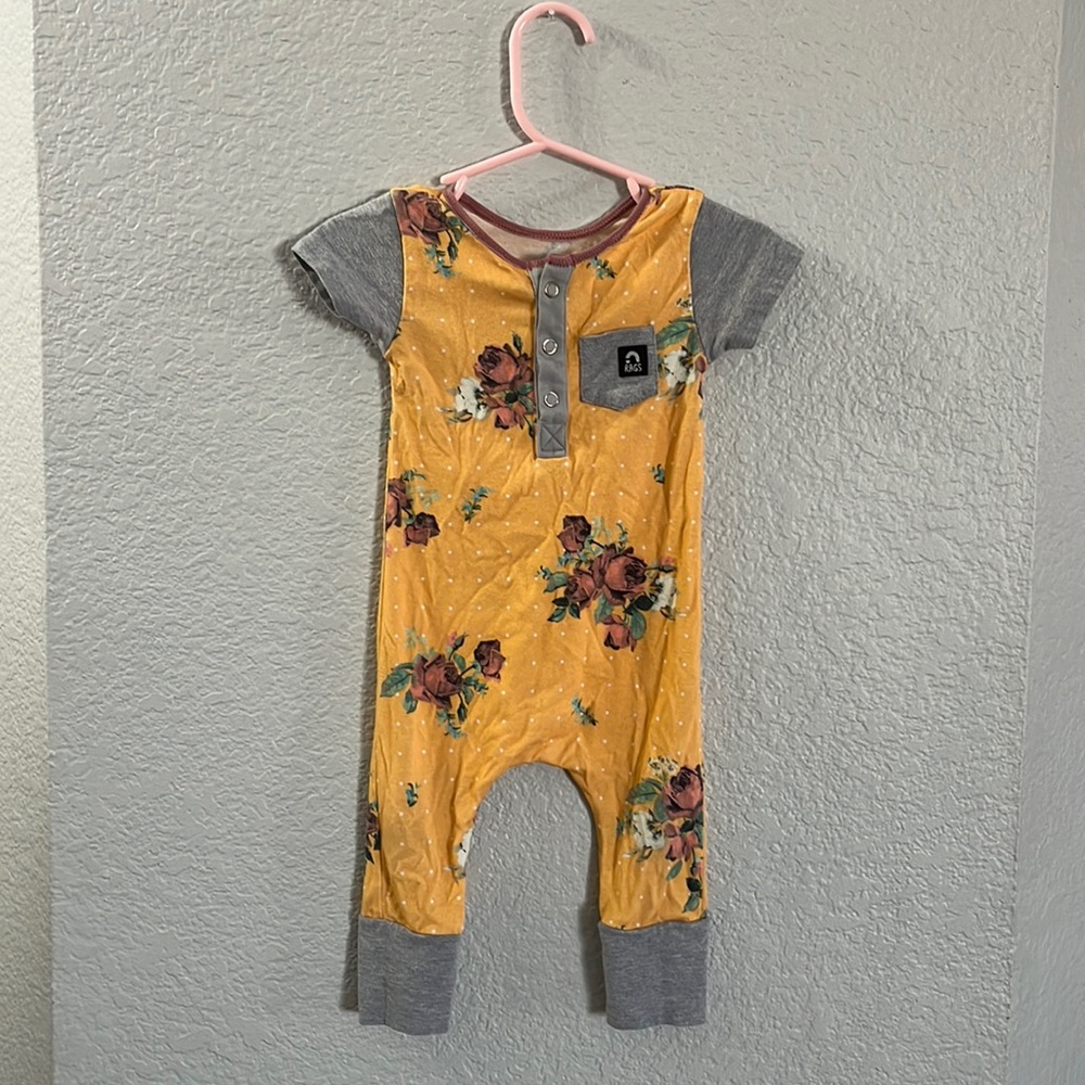 Rags Floral Romper- Short Sleeve 3-6 MO.
